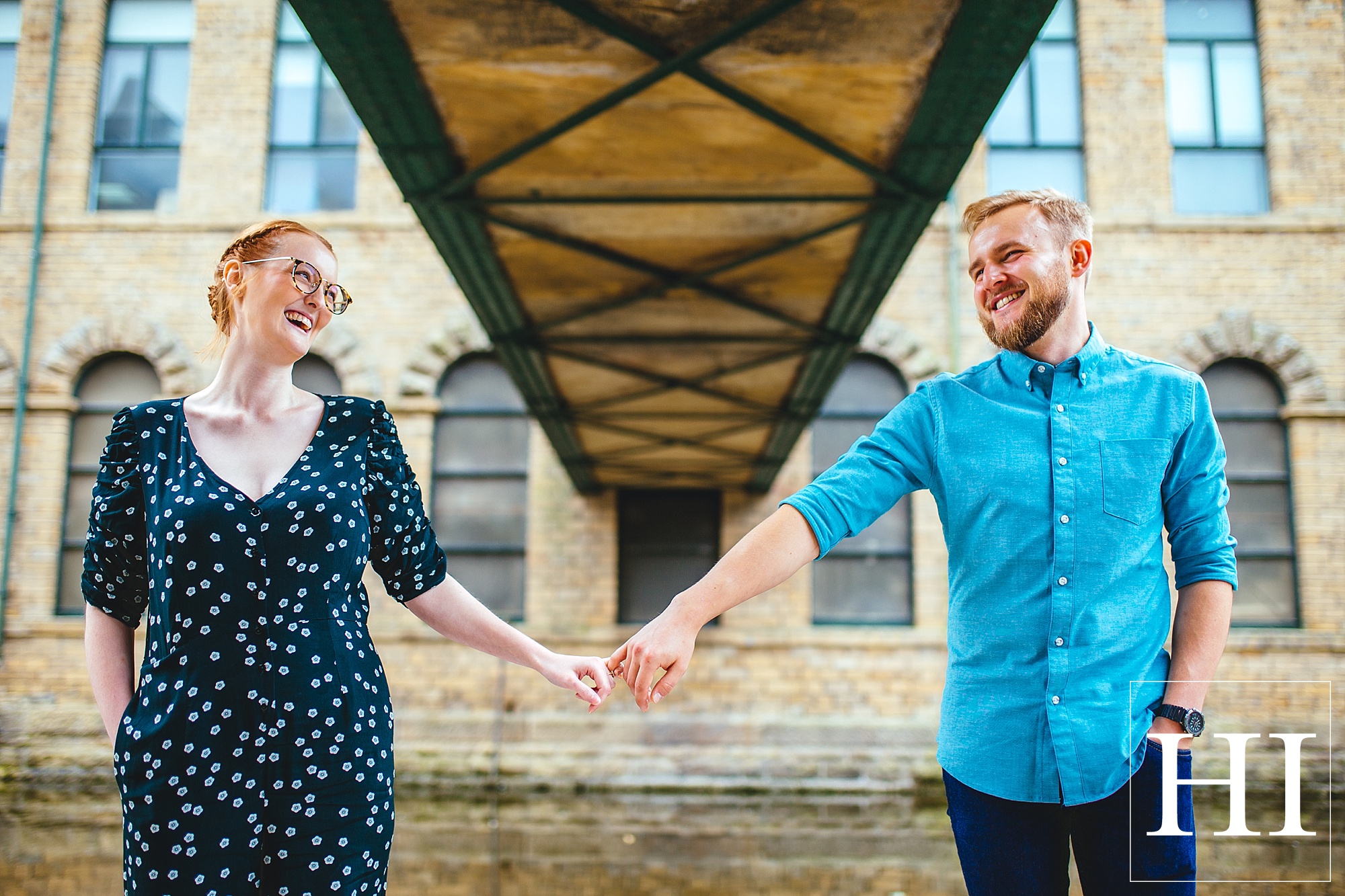 Saltaire Engagement Shoot Amy and James Pre Wedding Shoot at Salts Mill portraits Saltaire Wedding Photography
