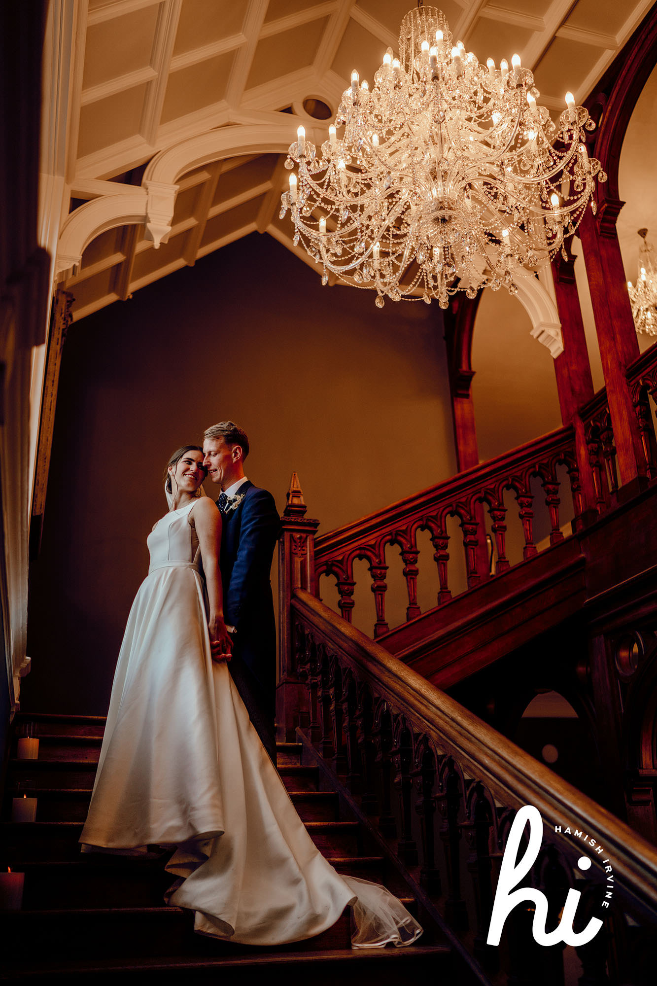 thicket priory stair case Weddings at Thicket Priory photography Hamish Irvine