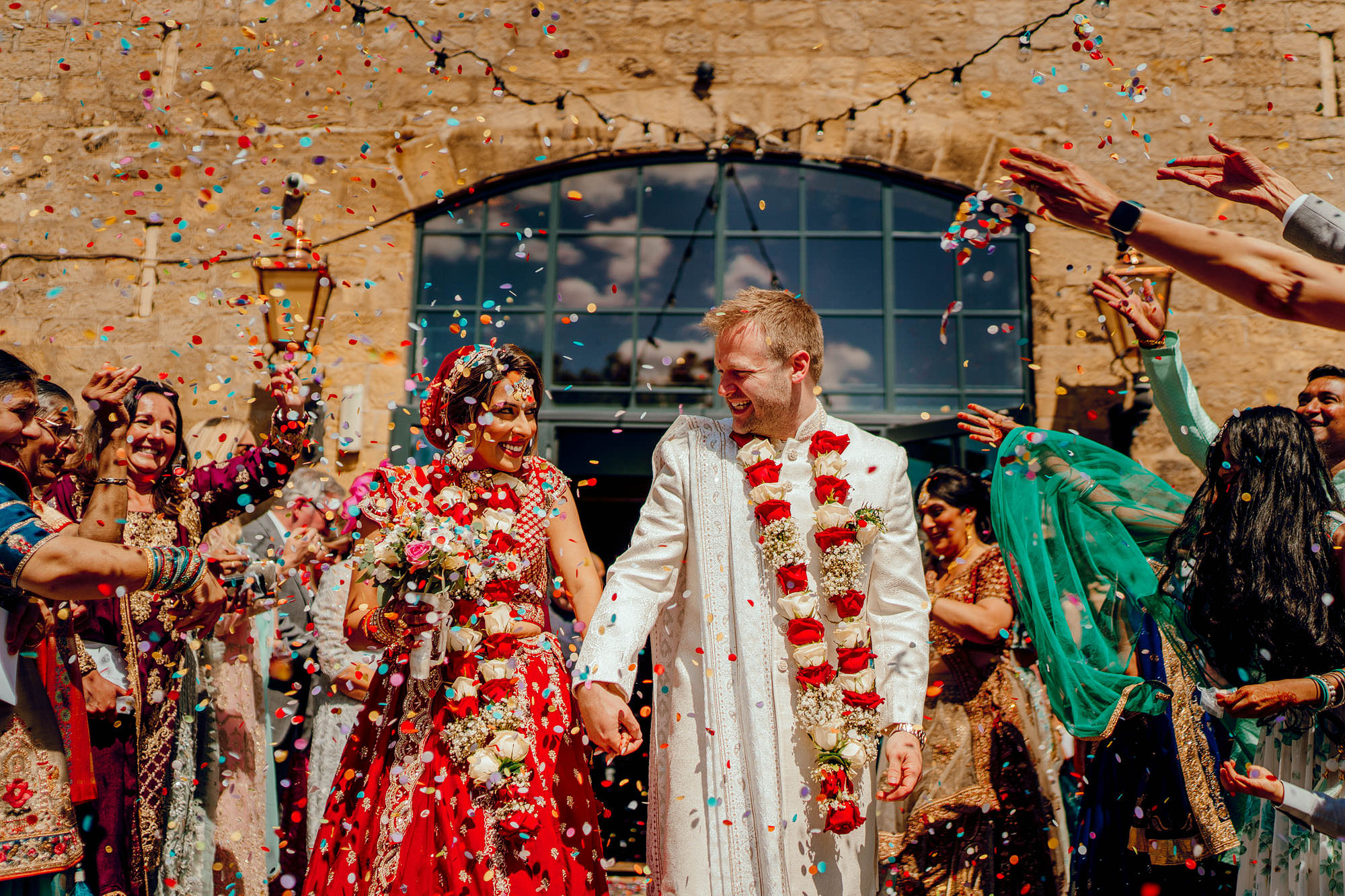 wharfedale grange confetti wedding colourful photography