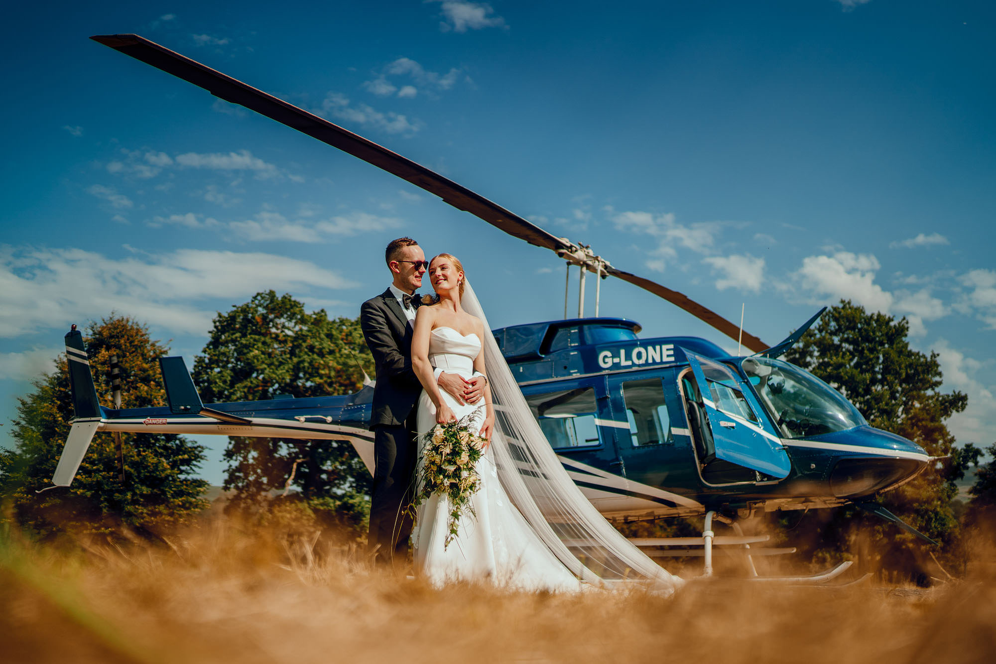 Tithe Barn Wedding Helicopter ride 