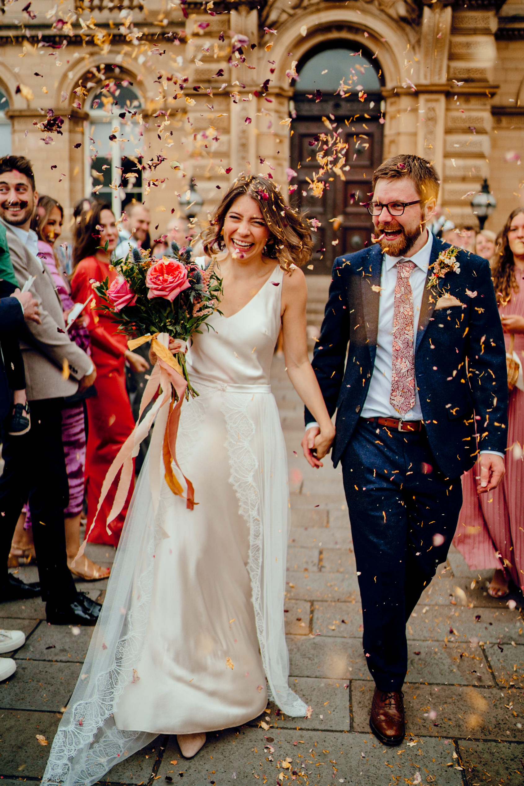 Victoria Hall Saltaire Colourful Wedding Photography