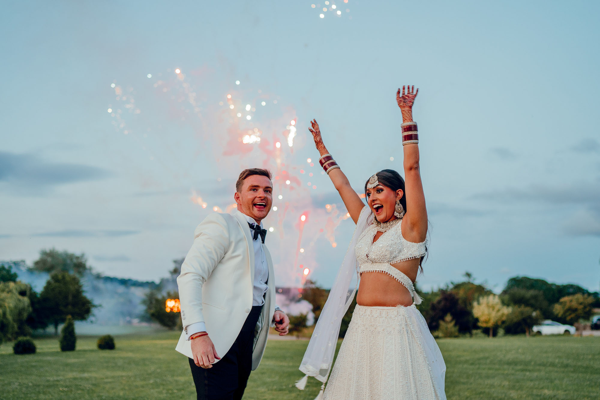 Yorkshire wedding barn fireworks hamish irvine colourful photography 