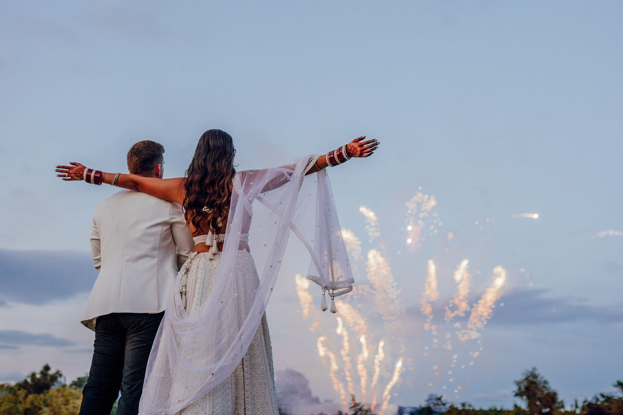 Yorkshire wedding barn fireworks hamish irvine colourful photography
