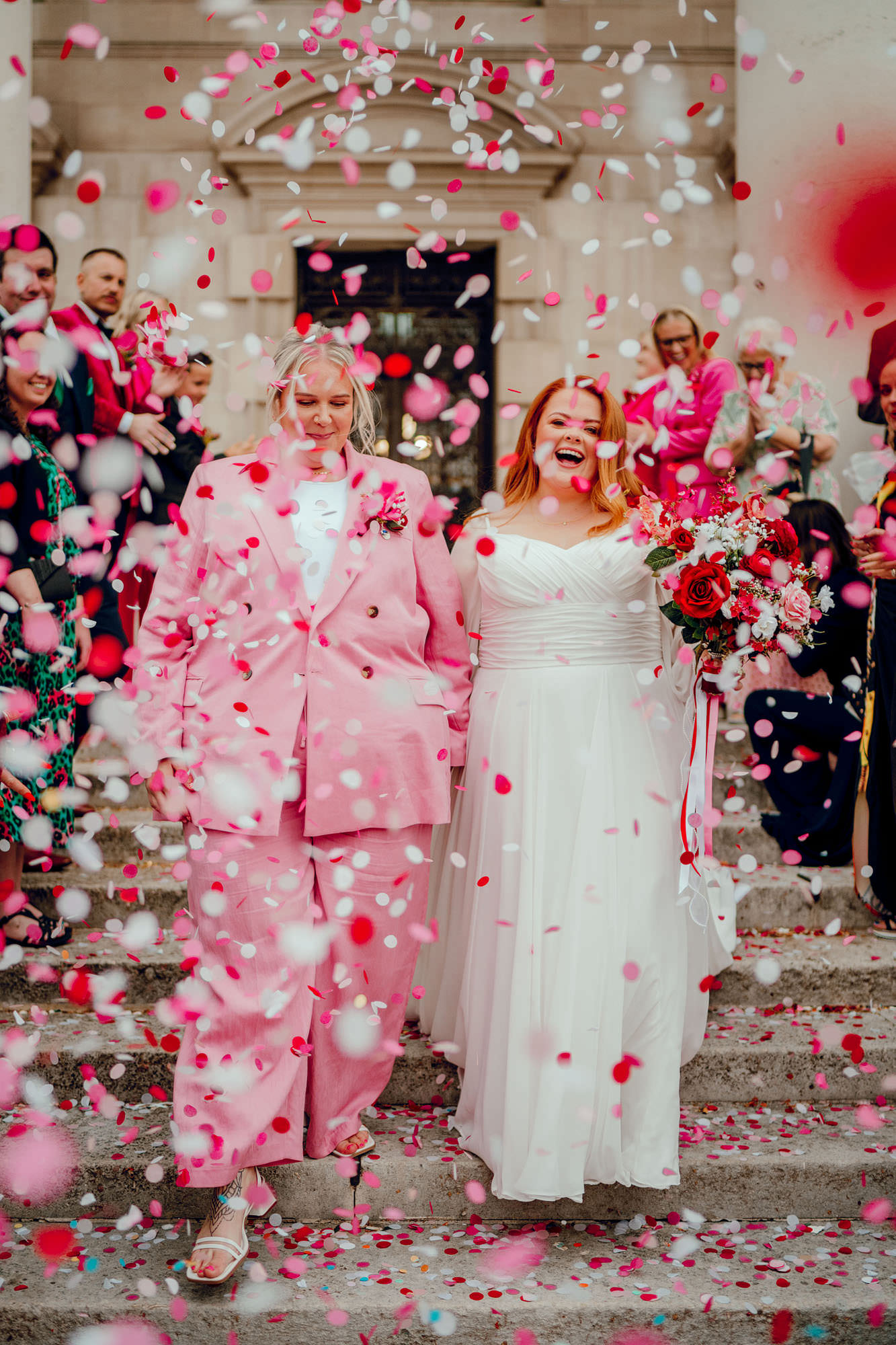 Colourful wedding in Leeds city centre at the civic Hall then the Lamb and Flag by Hamish Irvine Photographer