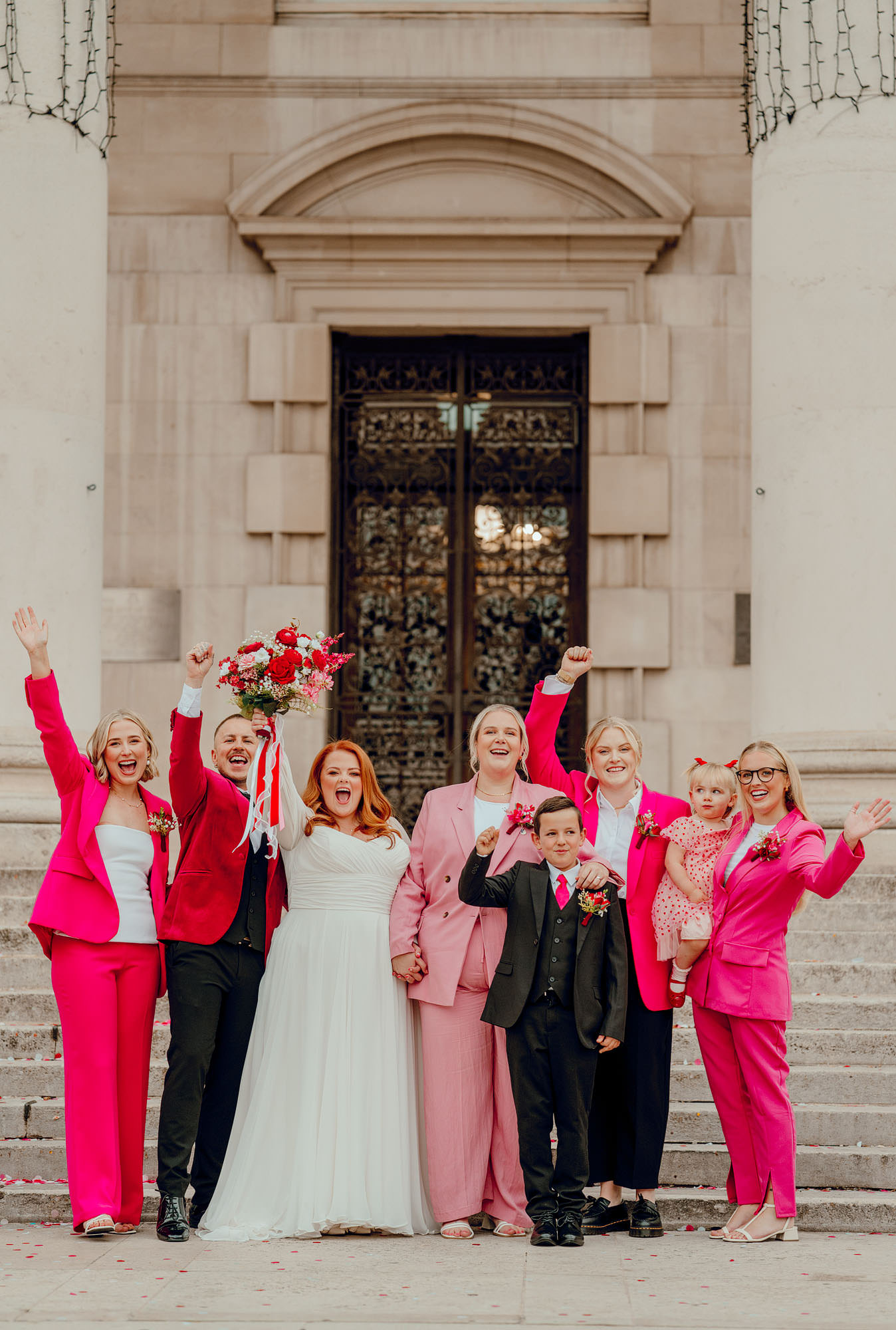 Colourful wedding in Leeds city centre at the civic Hall then the Lamb and Flag by Hamish Irvine Photographer