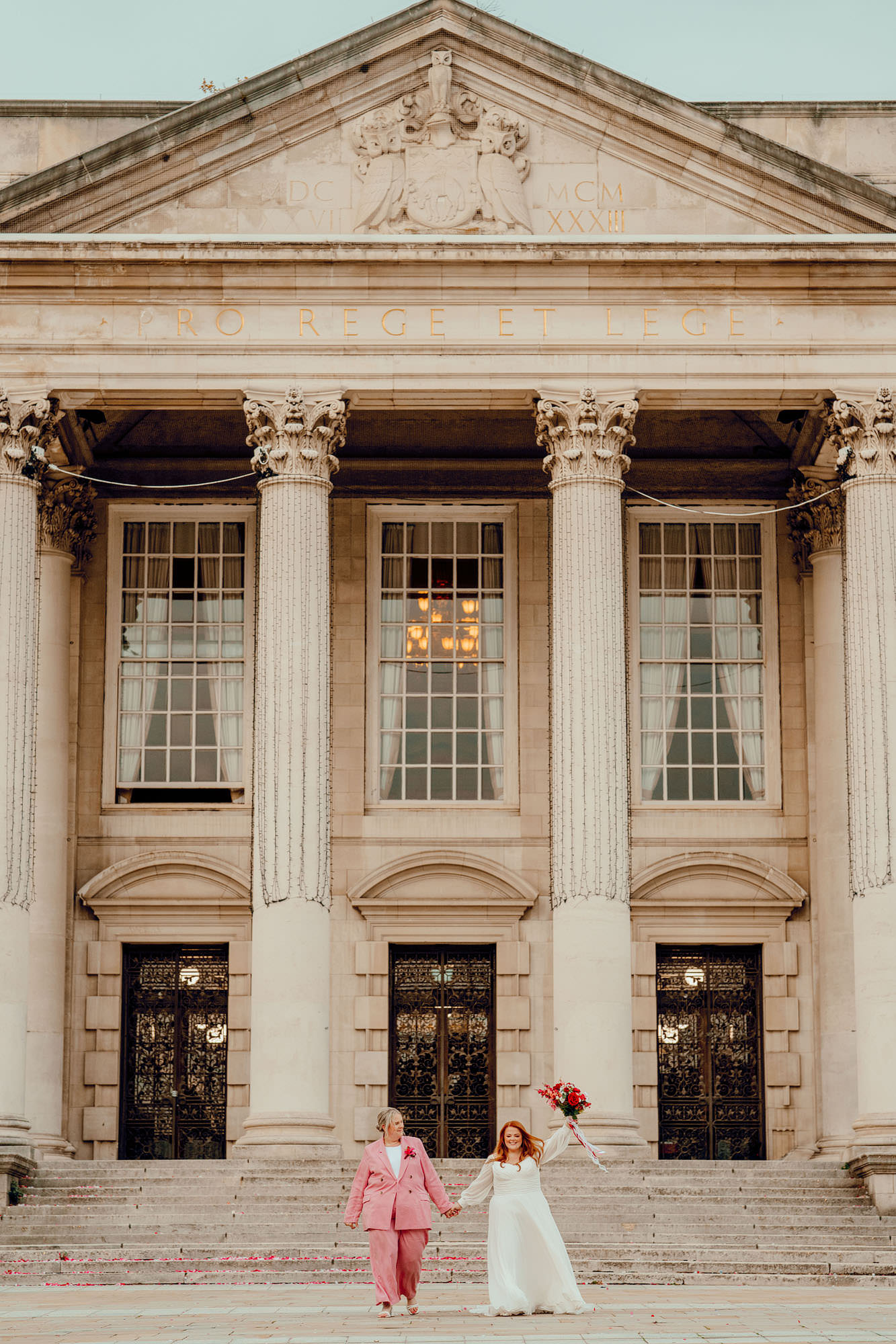 Colourful wedding in Leeds city centre at the civic Hall then the Lamb and Flag by Hamish Irvine Photographer