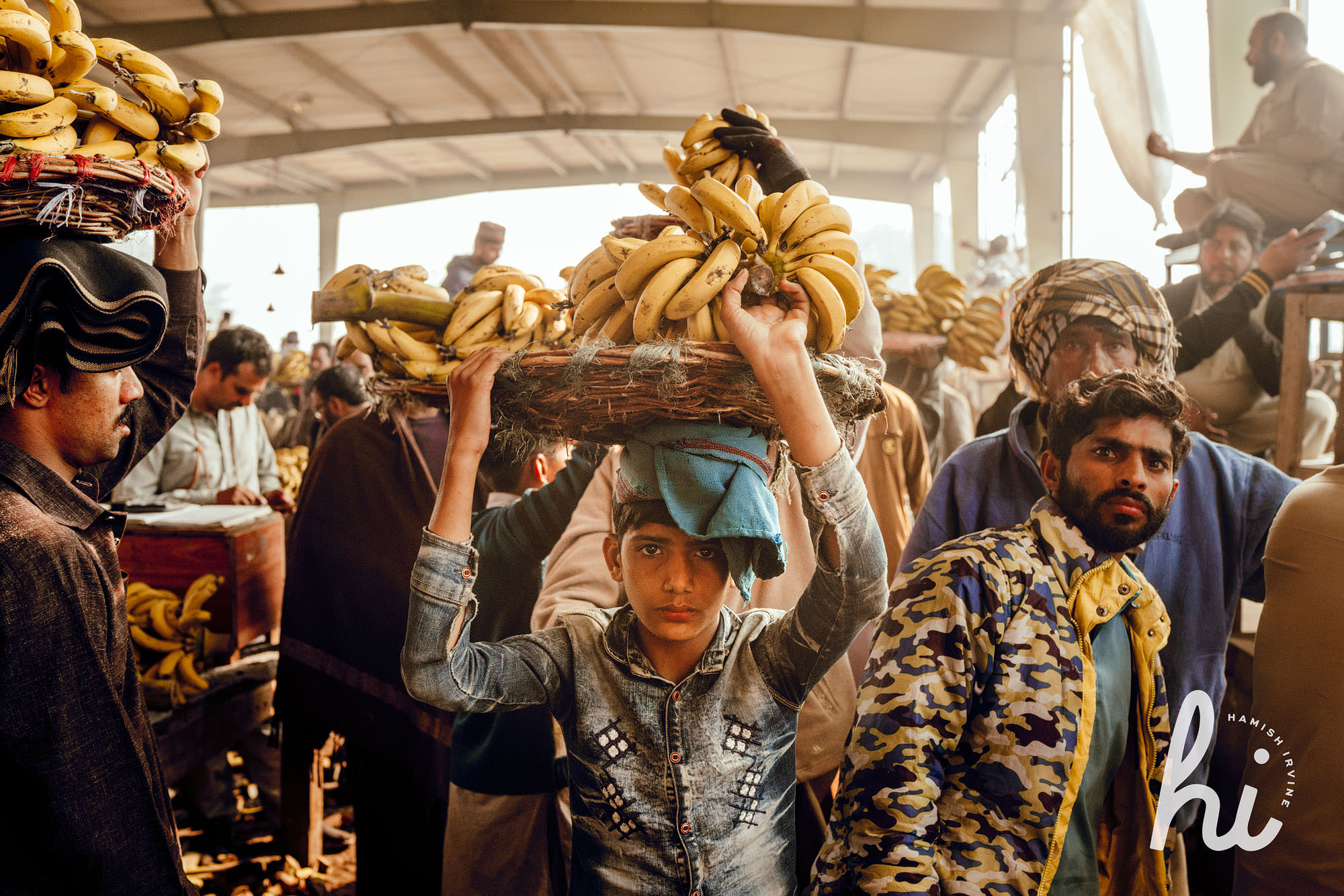 Banana market Lahore by Hamish Irvine Photographer